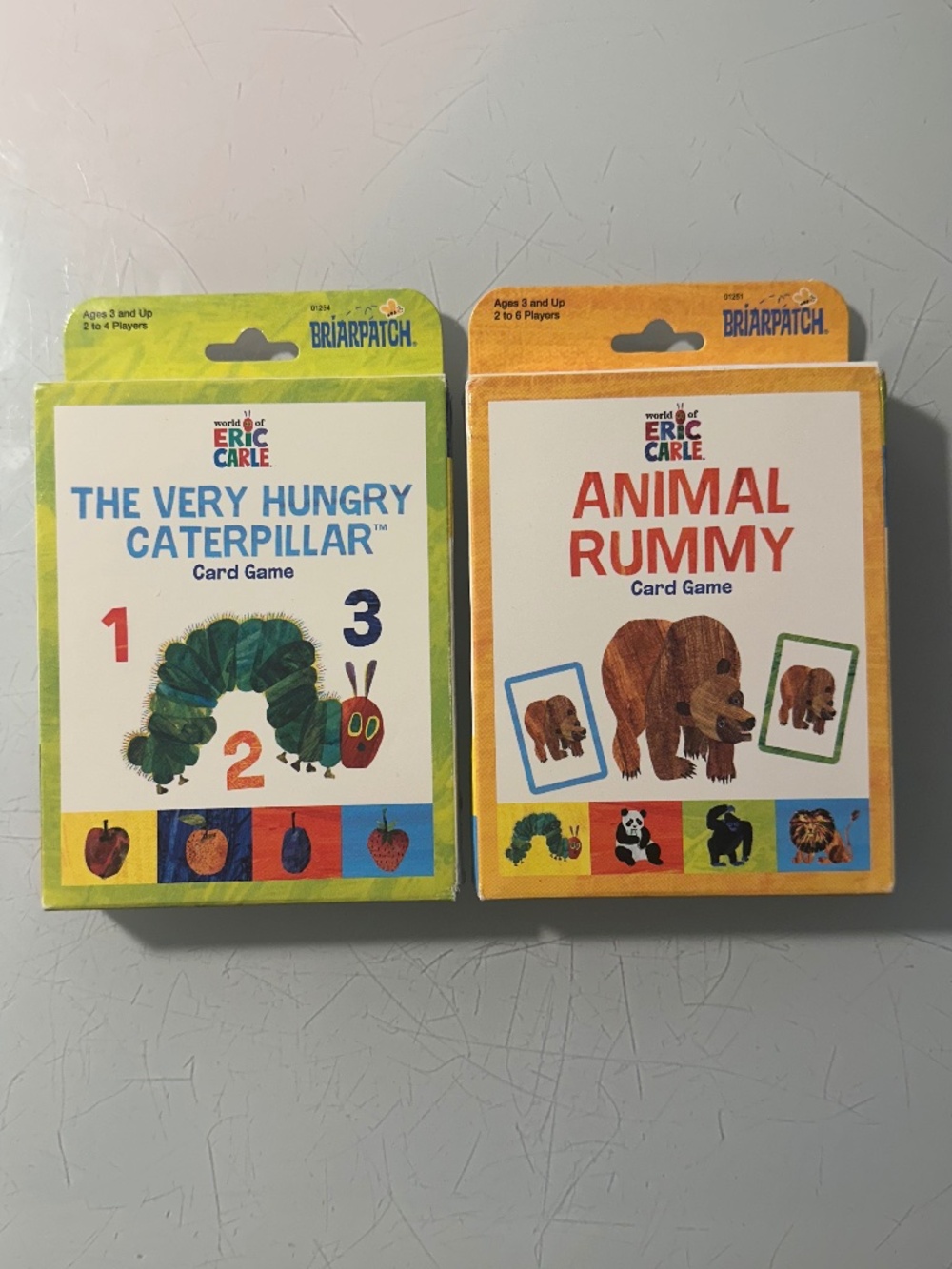 LOT OF 2 ERIC CARLE CARD GAMES - ANIMAL RUMMY & THE VERY HUNGRY CATERPILLAR